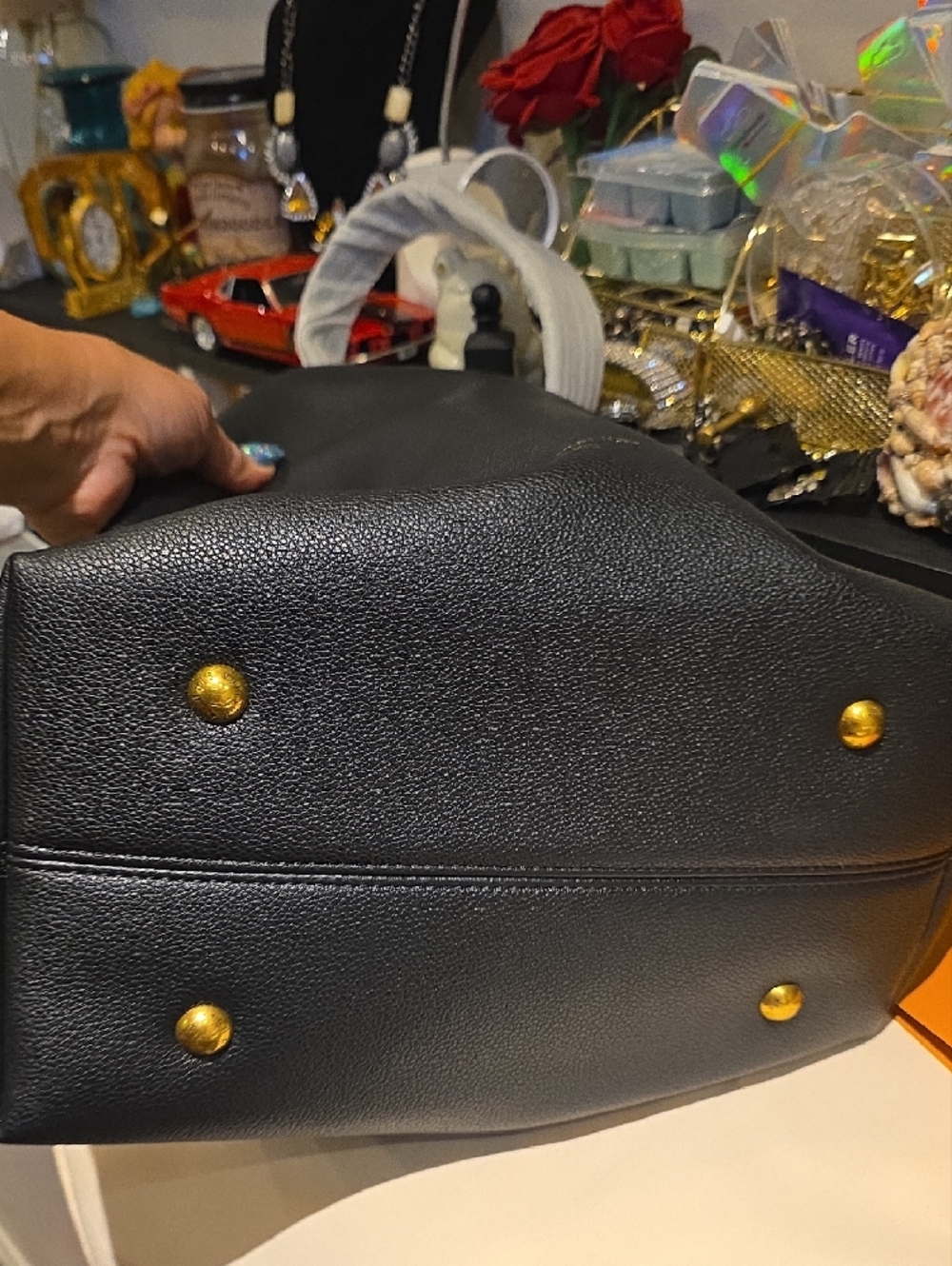 Black Leather Shoulder Tote Bag - Unbranded - Picture 11 of 14